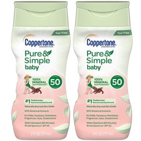 img 1 attached to 🧴 Coppertone Pure Simple Tear Free Baby Sunscreen Lotion SPF 50, Mineral-Based, Broad Spectrum, 6 fl oz (Pack of 2), 12 fl oz