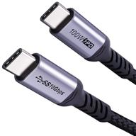 high speed usb c to usb c cable (1.5ft 2 packs), 10gbps 100w power delivery 💨 4k video data transfer fast charge cord compatible with samsung galaxy t5, lacie ssd, macbook, display monitor logo