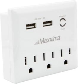 img 3 attached to Максима 3 Розетки Surge Protector с двумя портами USB, заземленным адаптером, портом 2,1A, 1080 Джоулей