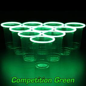img 1 attached to 🔵 GLOWPONG Green vs Blue Glow-in-The-Dark Beer Pong Game Set for Competitive Fun, 12 Green vs 12 Blue Glowing Cups, 4 Glowing Balls, 1 Ball Charging Unit Enhances Shot Visibility