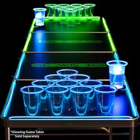 img 2 attached to 🔵 GLOWPONG Green vs Blue Glow-in-The-Dark Beer Pong Game Set for Competitive Fun, 12 Green vs 12 Blue Glowing Cups, 4 Glowing Balls, 1 Ball Charging Unit Enhances Shot Visibility