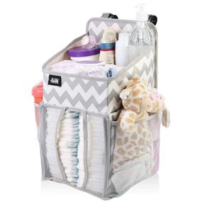 img 4 attached to Large Hanging Diaper Caddy Organizer - Chevron Design for Playard, Changing Table, Crib - Nursery Organizer and Baby Shower Gift for Newborns