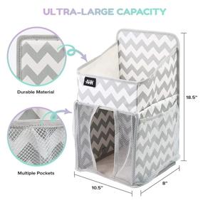 img 2 attached to Large Hanging Diaper Caddy Organizer - Chevron Design for Playard, Changing Table, Crib - Nursery Organizer and Baby Shower Gift for Newborns