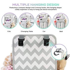 img 1 attached to Large Hanging Diaper Caddy Organizer - Chevron Design for Playard, Changing Table, Crib - Nursery Organizer and Baby Shower Gift for Newborns