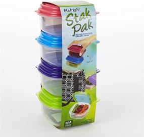 img 1 attached to Fit &amp; Fresh Stak Pak Portion Control Containers - 4 BPA-Free Reusable 1-Cup Food Storage Containers with Ice Packs, Ideal for Healthy School/Work Lunches and Snacks