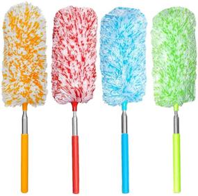 img 4 attached to 🧹 Tonmp 4-Piece Microfiber Duster Set - Extendable, Washable, and Effective Cleaning Tools for Office, Car, Computer, Air Conditioner - Microfiber Hand Duster Ideal for Dusting