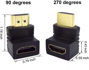 img 3 attached to 🔌 Набор адаптеров HDMI 3D и 4K 6Pack - 4 штуки 90° и 270°, 2 штуки вертикальных плоских левый и правый 90° мужской к женскому адаптеру HDMI - ТВ коннектор