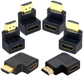 img 4 attached to 🔌 Набор адаптеров HDMI 3D и 4K 6Pack - 4 штуки 90° и 270°, 2 штуки вертикальных плоских левый и правый 90° мужской к женскому адаптеру HDMI - ТВ коннектор