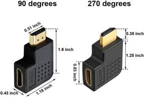 img 2 attached to 🔌 Набор адаптеров HDMI 3D и 4K 6Pack - 4 штуки 90° и 270°, 2 штуки вертикальных плоских левый и правый 90° мужской к женскому адаптеру HDMI - ТВ коннектор