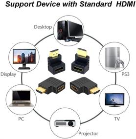 img 1 attached to 🔌 Набор адаптеров HDMI 3D и 4K 6Pack - 4 штуки 90° и 270°, 2 штуки вертикальных плоских левый и правый 90° мужской к женскому адаптеру HDMI - ТВ коннектор