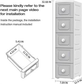 img 1 attached to 🗄️ Self-Assembling Lightweight Slim Plastic Narrow Storage Drawers, Slim Bathroom Storage Cabinet, Slim Pantry Cabinet with Drawers, Narrow Storage Solution for Small Spaces, 5-Drawer Plastic Storage Tower