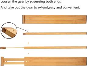 img 2 attached to 🎋 Natural Bamboo Retractable Drawer Divider (4-Pack), Expandable Organizer for Office Kitchen Bedroom - sunways