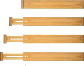 img 4 attached to 🎋 Natural Bamboo Retractable Drawer Divider (4-Pack), Expandable Organizer for Office Kitchen Bedroom - sunways