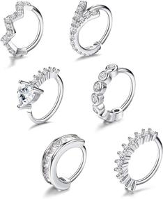 img 4 attached to 💃 BodyBonita Bendable Nose Ring Hoop Set - 6Pcs 20G Nose Ring Cartilage Helix Tragus Earring for Women & Men: Stylish Body Piercing Jewelry Collection