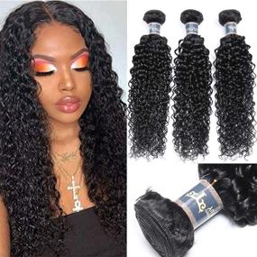 img 4 attached to 🔥 Расширения волос из натуральных волос Виргинских цветов 8A "Kinky Curly" из Бразилии - 3 пакета (18, 20 и 22 дюйма, 1 В) - 100% необработанный волос Реми