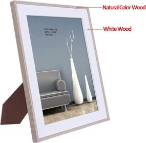 img 3 attached to 🖼️ Metrekey Natural Woodgrain 8x10 Picture Frame - Pack of 3, Tabletop and Wall Mounting, Clear Glass Photo Frames for Display