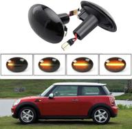 jinfili smoked lens amber led fender side marker light with dynamic turn signal for bmw mini cooper r55 r56 r57 r58 r59 - replaces factory bulb logo