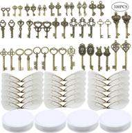 🔑 set of 46 antique bronze vintage skeleton keys charms with potter flying key design, 50 pairs of dragonfly wings, and 105 yards of fishing line - perfect for jewelry making, necklace crafts, and enchanted key projects logo