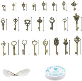 img 3 attached to 🔑 Set of 46 Antique Bronze Vintage Skeleton Keys Charms with Potter Flying Key Design, 50 Pairs of Dragonfly Wings, and 105 Yards of Fishing Line - Perfect for Jewelry Making, Necklace Crafts, and Enchanted Key Projects