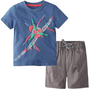 img 4 attached to Adorable Little Bitty Summer Cotton Clothing Sets for Boys