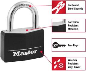 img 3 attached to 🔒 Secure Your Belongings with Master Lock 141D Covered Aluminum Keyed Padlock - 1 Pack, Black