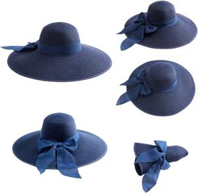 img 1 attached to 👒 Lanzom Womens Big Bowknot Straw Hat - 5.5 Inches, Large Floppy Foldable Roll up Beach Cap, Sun Hat UPF 50+