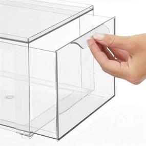 img 2 attached to 📦 mDesign Lumiere Collection: Clear Stackable Cosmetic Storage with Easy Drawer – Large Makeup Organizer for Bathroom Countertop, Bedroom Dresser and More – 2 Pack