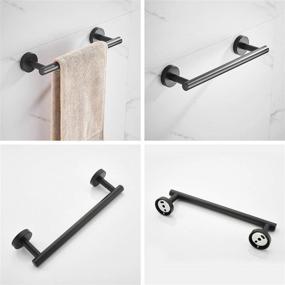 img 3 attached to 🛁 Black Bathroom Accessories Set, 3Pcs SUS304 Stainless Steel including 12'' Towel Rack, Toilet Paper Holder, and Towel Hook