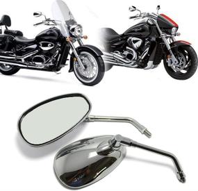 img 4 attached to 🛵 Enhance Your Kawasaki or Suzuki Chopper Scooter with Motorcycle Chrome Rearview Side Mirrors (10MM)