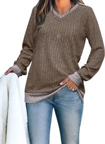 img 2 attached to Aokosor Women's Lightweight V Neck Long Sleeve Tunics for Leggings - Soft Color Block Sweaters