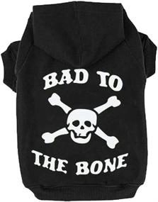 img 4 attached to 🐾 EXPAWLORER Bone Print Skull Cat Fleece Sweatshirt Dog Hoodies - Bad to The Bone