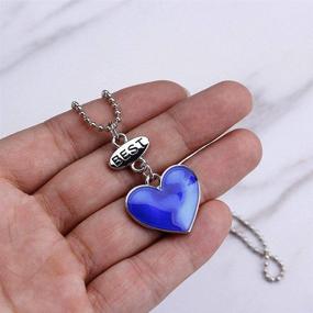 img 2 attached to 👯 MJartoria BFF Necklaces for 3 - Best Friends Forever Jewelry Set, Cute Blue Heart Pentagram Crescent Pendant Friendship Necklaces for Girls and Boys