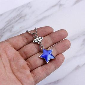 img 1 attached to 👯 MJartoria BFF Necklaces for 3 - Best Friends Forever Jewelry Set, Cute Blue Heart Pentagram Crescent Pendant Friendship Necklaces for Girls and Boys