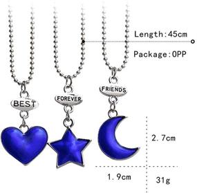 img 3 attached to 👯 MJartoria BFF Necklaces for 3 - Best Friends Forever Jewelry Set, Cute Blue Heart Pentagram Crescent Pendant Friendship Necklaces for Girls and Boys