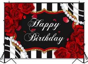 img 2 attached to Vibrant Red Rose Birthday Backdrop: 7x5ft, Flowers, Pearls, Black & White Stripes – Perfect Girl's and Women's Decorations, Photography Background & Party Supplies at Photo Booth