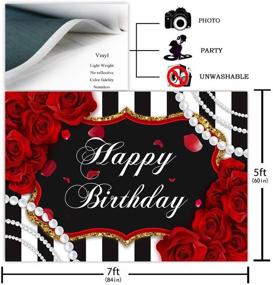 img 3 attached to Vibrant Red Rose Birthday Backdrop: 7x5ft, Flowers, Pearls, Black & White Stripes – Perfect Girl's and Women's Decorations, Photography Background & Party Supplies at Photo Booth