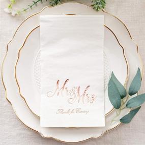 img 4 attached to 🌹 Crisky Mr & Mrs Rose Gold Wedding Dinner Napkins - Disposable Elegant Decorative Towels for Wedding Shower Banquet - Rehearsal Dinner Decorations - 100 Pcs, 3-ply, 12"x16