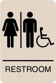 img 1 attached to 🚻 Improved Accessibility Restroom Sign: Headline Sign 5215 with Tactile Graphics for Wheelchair Users