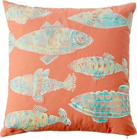 img 4 attached to 🐟 Tommy Bahama Home Batic Fish Decorative Pillow - Multi Orange, 20 x 20 inches
