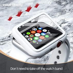 img 2 attached to PZOZ Совместимый с Apple Watch Series 3 / Series 2, Чехол с защитным стеклом 38 мм, аксессуары Slim Guard Thin Bumper Full Coverage Matte Hard Cover Defense Edge для IWatch Женщины Мужчины GPS (Белый)