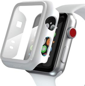 img 4 attached to PZOZ Совместимый с Apple Watch Series 3 / Series 2, Чехол с защитным стеклом 38 мм, аксессуары Slim Guard Thin Bumper Full Coverage Matte Hard Cover Defense Edge для IWatch Женщины Мужчины GPS (Белый)