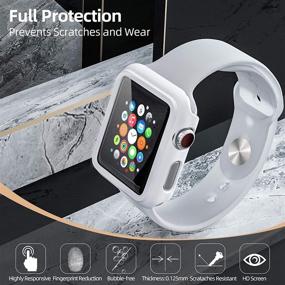 img 3 attached to PZOZ Совместимый с Apple Watch Series 3 / Series 2, Чехол с защитным стеклом 38 мм, аксессуары Slim Guard Thin Bumper Full Coverage Matte Hard Cover Defense Edge для IWatch Женщины Мужчины GPS (Белый)