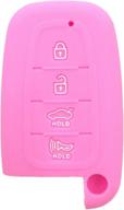 ezzy auto pink 4-button silicone key fob case cover holder bag skin - compatible with hyundai equus & genesis coupe logo