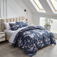 🌸 joyreap 3-piece floral comforter set | elegant flower print on navy | smooth and soft microfiber comforter | all-season bedding (full/queen, 90x90 inches) logo