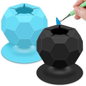 img 4 attached to 2-Pack Vinyl Weeding Scrap Collector with Silicone Suction Cups - Craft Weeding Tools Holder Set for Easy Vinyl Disposing - Ideal for Vinyls Weeder, Crafters (Black + Blue)