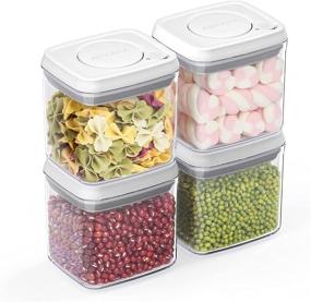 img 4 attached to 🥫 ANVAVA Airtight Food Storage Containers Set - 4-Pack Deluxe Pantry Organization Solution, Easy One Button Opening, BPA-Free Canisters with Clear Lids - 4 x 0.32Qt