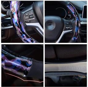 img 2 attached to CHARMCHIC Camo Purple and Blue Car Steering Wheel Cover: Stylish and Comfortable for Women, 15 Inch Universal Fit, Heavy Duty and Odorless Microfiber Leather, Skidproof Design