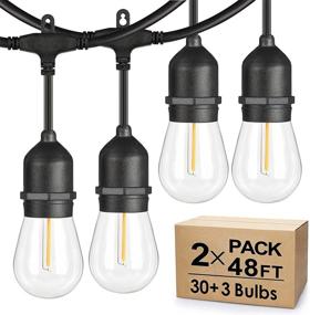 img 4 attached to 🌟 Dimmable 48FT LED Outdoor String Lights with 2 Packs, Waterproof & Shatterproof - Ideal for Backyard, Patio, Cafe, Bistro and Party Lighting