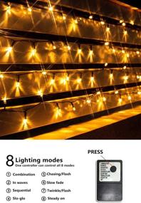 img 1 attached to PEIDUO 66FT 200LT Christmas Tree Fairy String Lights - 30V Plug-Powered, 8 Modes, Warm White LED Tree Dazzler Lights for Home, Christmas Tree, Wedding Party, Dorm Bedroom, Indoor Wall