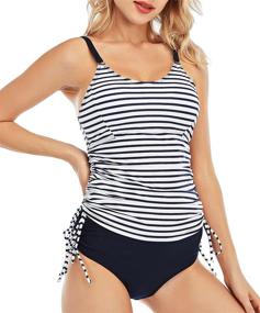 img 3 attached to HAPPYDOCK Strappy Tankini Printed Swimsuits